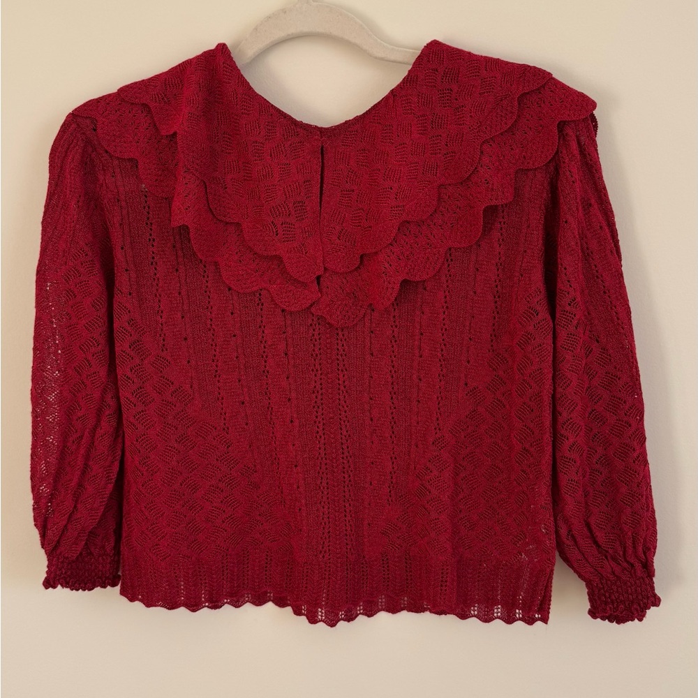 Elegant Red Lace Women's Top